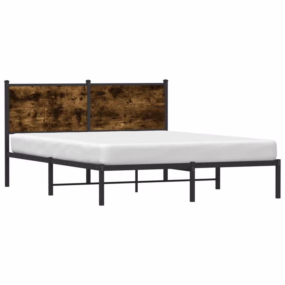 Berkfield Home Metal Bed Frame in Smoked Oak Brown, W/D/H: 140 x 190 cm – 3