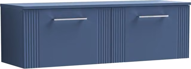 Balterley 2 Drawer Wall Hung Vanity Unit with Colour Match Laminate Worktop, Blue, Width: 120 cm