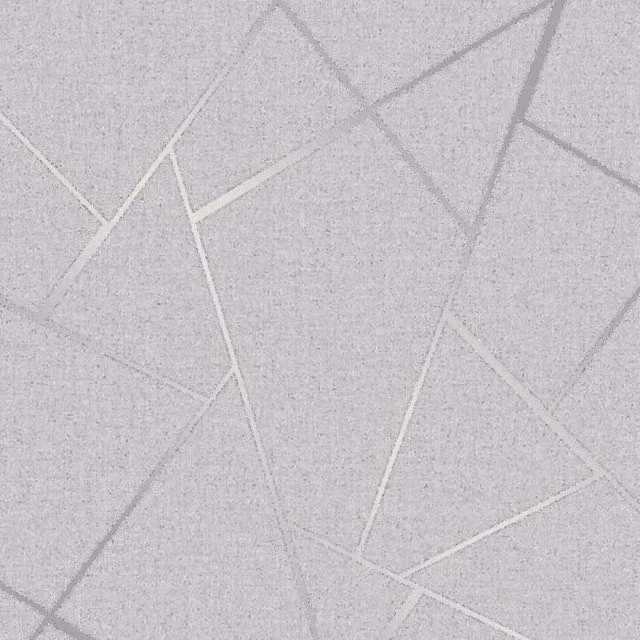 Fine Décor Quartz Fractal Textured Wallpaper in Silver, Matt Geometric Abstract Design