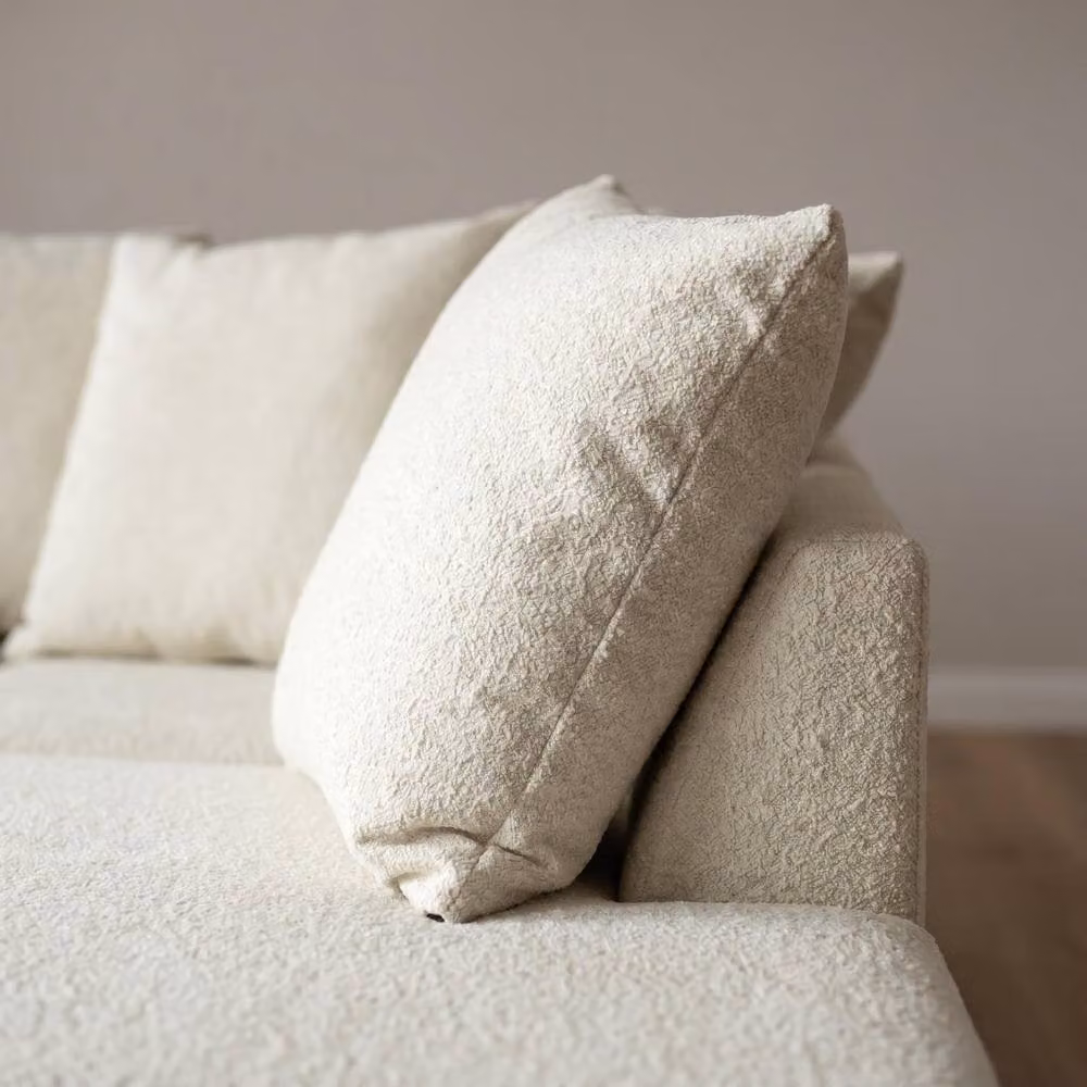 Abakus Direct Harriet Boucle Fabric Right Facing Corner Sofa with Chaise and Scatter Cushions in Cream – 2