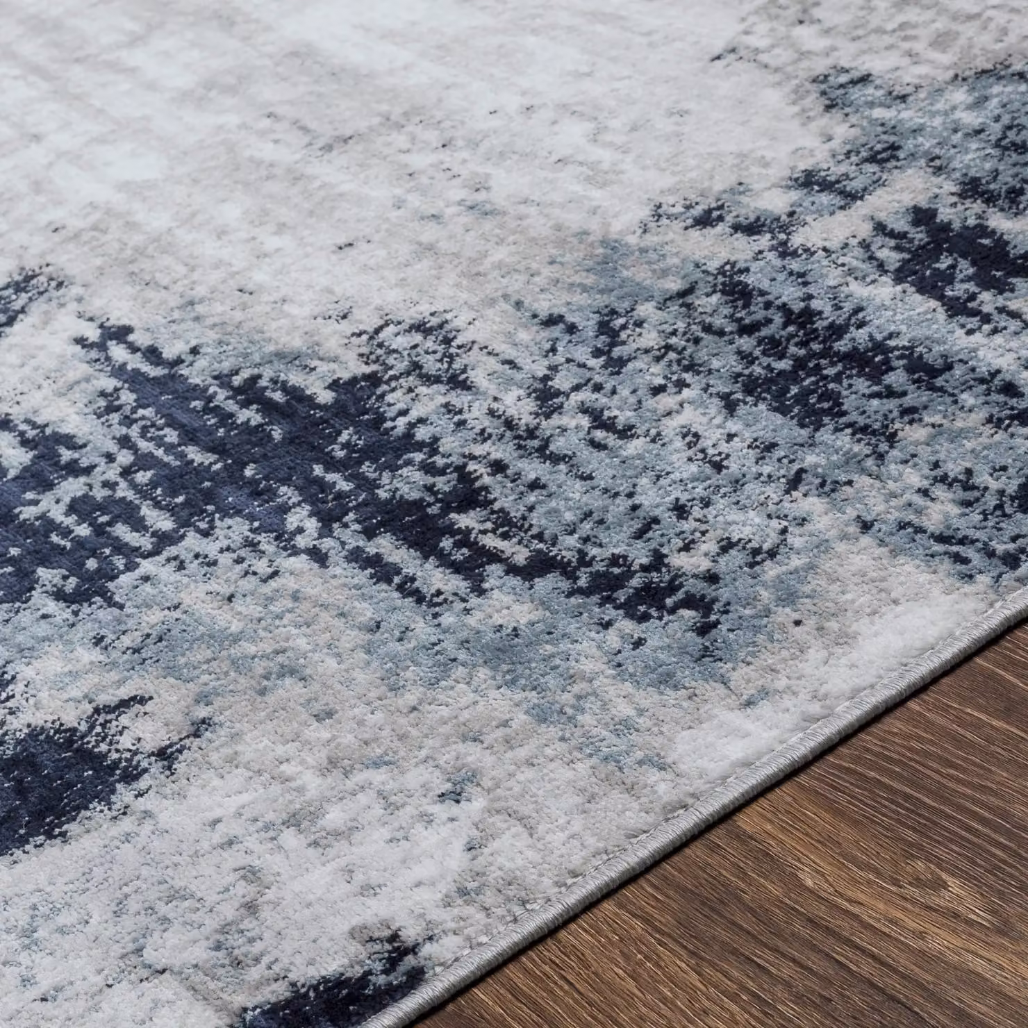Livabliss Wanderlust Abstract Modern Marble Rug in Blue, Grey and Black, W: 200 cm, D: 275 cm – 3