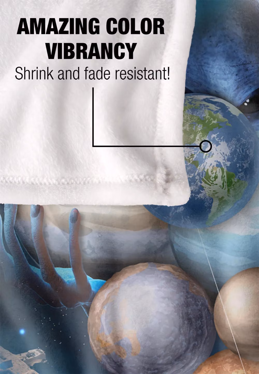 Reinders Astronaut Solar System Balloons Super Soft Fleece Throw Blanket, White and Multicolour, W/D/H: 152 x 127 cm – 4