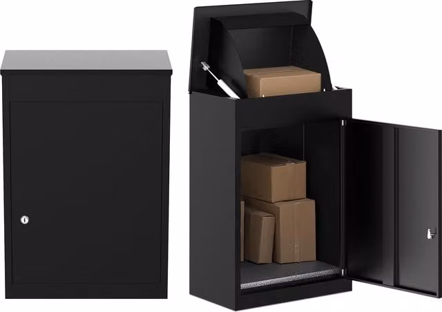 BELOFAY Lockable Steel Outdoor Parcel Delivery Box, Black, W/D/H: 75.0 x 50.0 x 30.0 cm