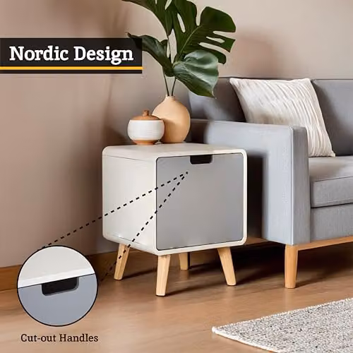 Orsina Versatile 1 Door Bedroom Cabinet with Pine Wood Legs in White, Grey or Gold – 3