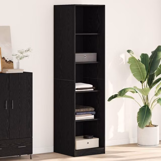 Berkfield Home Black Oak Wardrobe in Black MDF, W/D/H: 50 x 50 x 200 cm