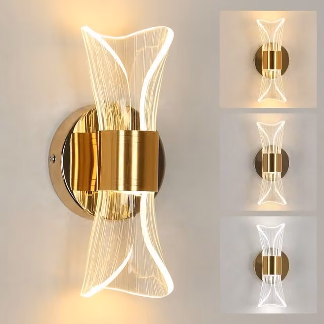 Pheashine Modern Gold Acrylic LED Wall Sconce with 3-Colour CCT Lighting – 1