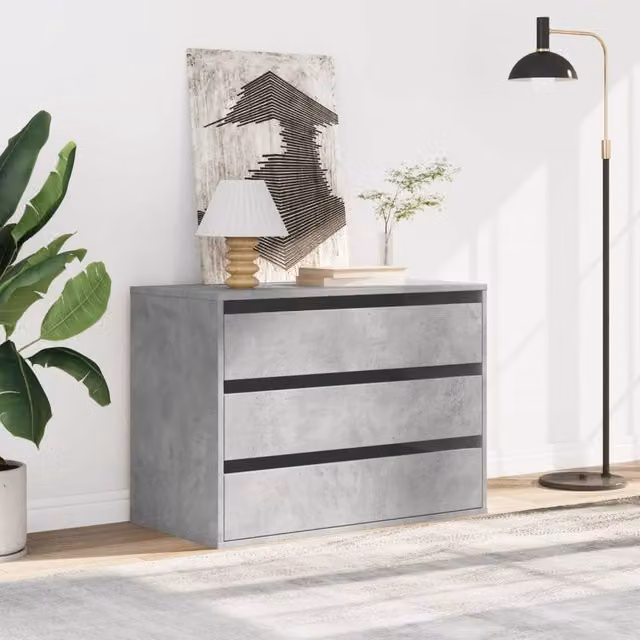 Berkfield Home Classic Corner Chest of Drawers in Concrete Grey, W: 80 cm, D: 41 cm, H: 58 cm