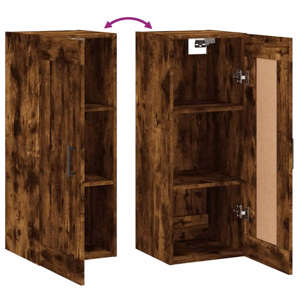 Berkfield Home Wall Mounted Cabinet in Smoked Oak Brown, W/D/H: 34.5 x 34 x 90 cm – 4