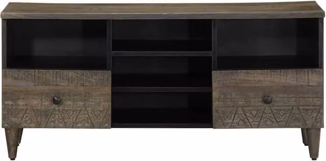 Berkfield Home Black Mango Wood TV Cabinet W/D/H: 100 x 33 x 46 cm