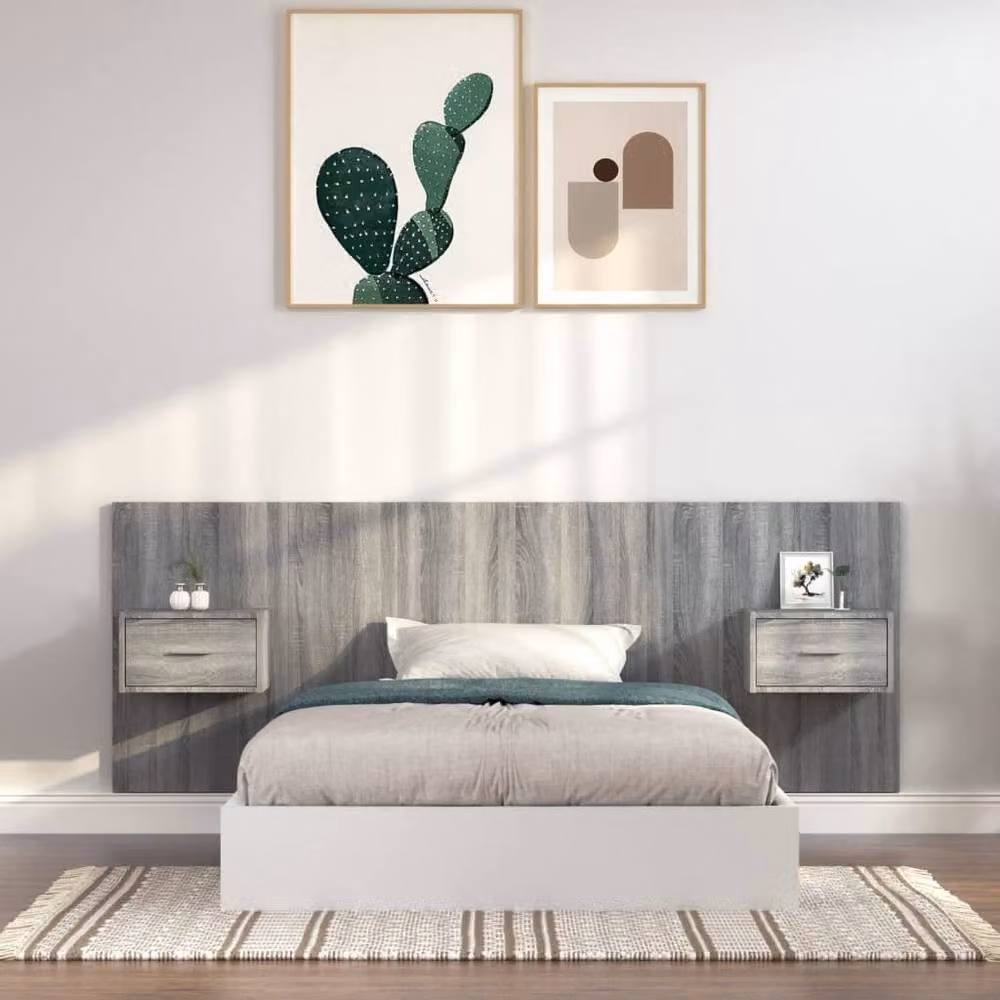 Berkfield Home Bed Headboard with Integrated Nightstands in Grey Sonoma Engineered Wood – 2