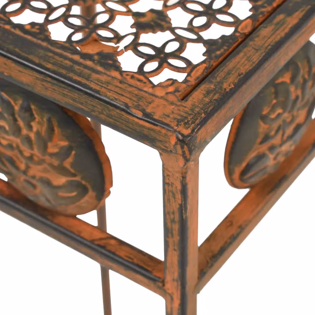 Berkfield Home 3 Piece Vintage Style Metal Plant Stand Set in Brown – 3