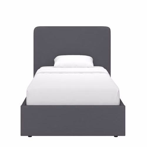FWStyle Single Upholstered Ottoman Storage Bed in Grey, W/D/H: 113 x 90 x 209 cm – 3