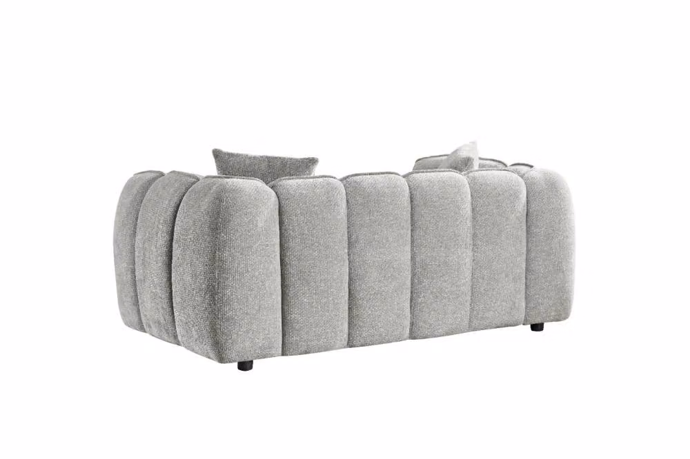 Stratus Interiors Venice Chunky Panel Plush Fabric Sofa in Silver Grey – 2