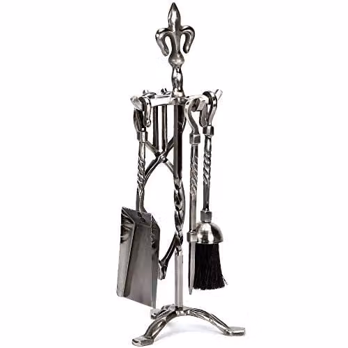 Fire Vida Fleur De Lys Fire Companion Set in Silver Metal, 5 Piece – 1