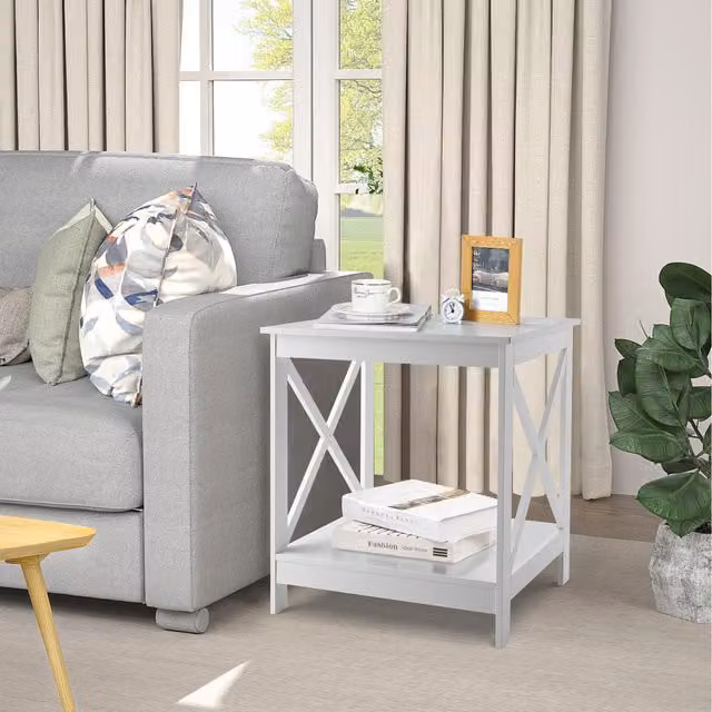 Costway Modern White MDF End Side Table