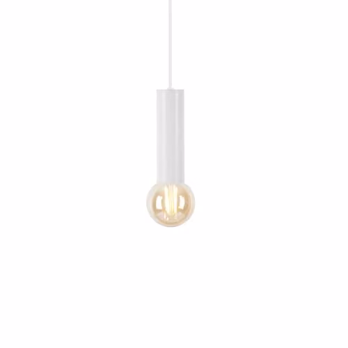 Netlighting Marvi Modern Slim Cylinder Pendant Ceiling Light in White with E27 Socket