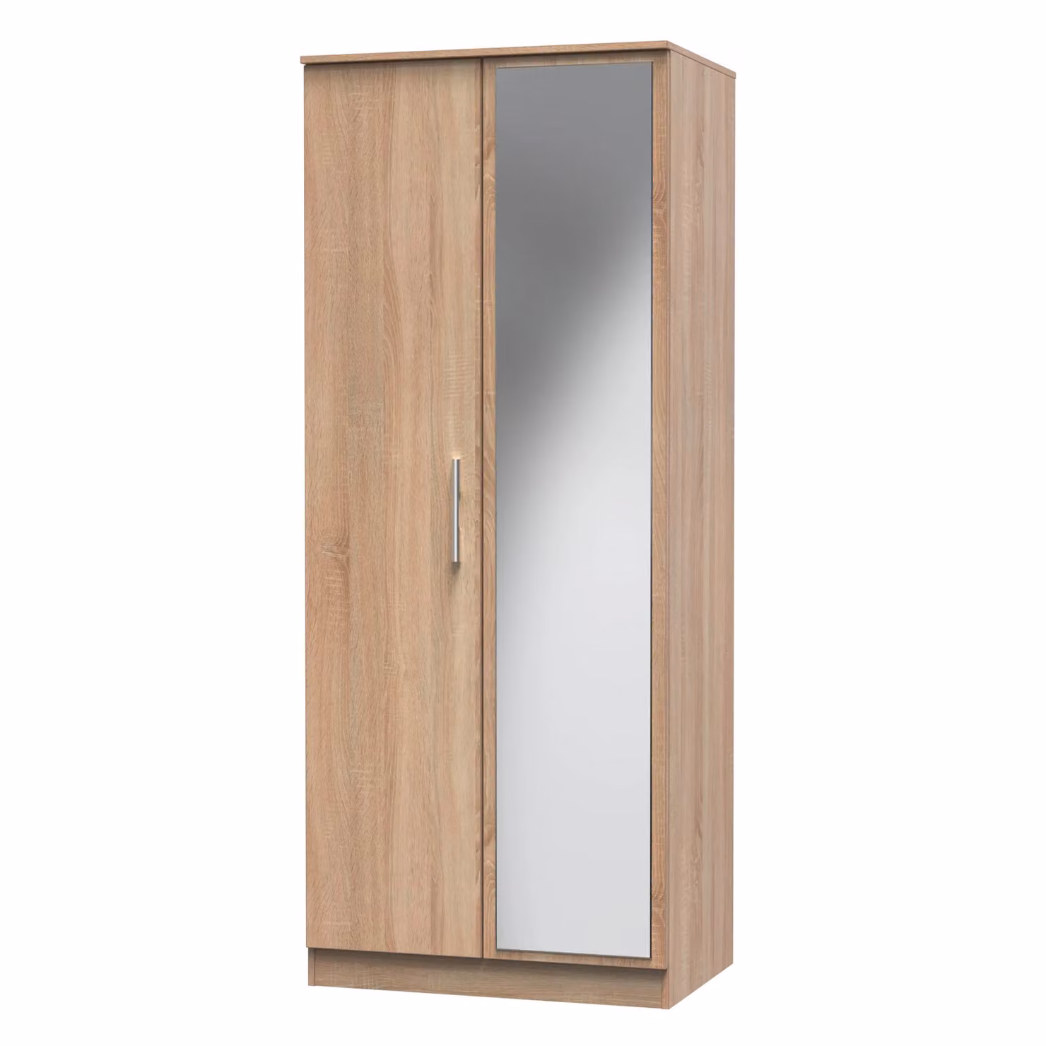 Trent 2 Door Mirrored Wardrobe in Light Oak, Ready Assembled – 2