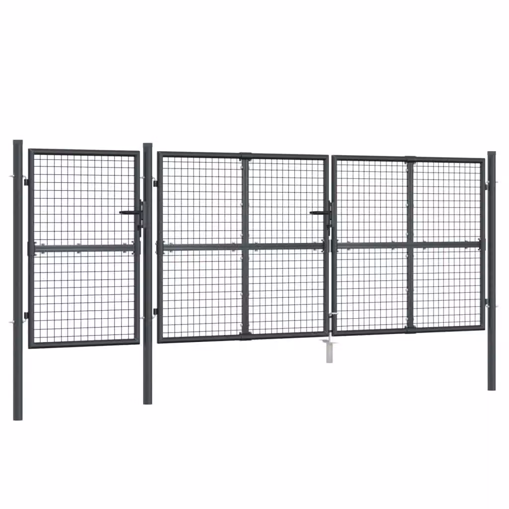 Berkfield Home Anthracite Mesh Swing Garden Gate in Galvanised Steel, W: 400 cm, H: 175 cm – 2