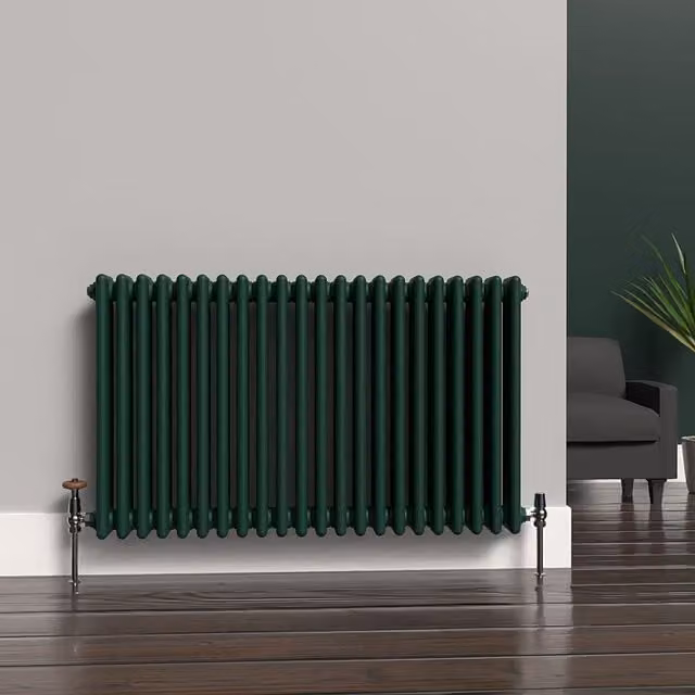 Lux Heat Horizontal Column Radiator in Green, H: 60 cm x W: 101 cm