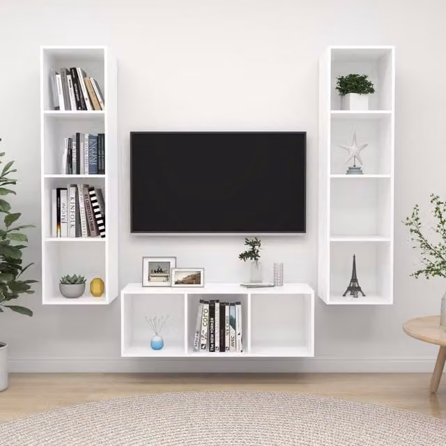 Berkfield Home 3 Piece Minimalist White Matt TV Cabinet Set in Engineered Wood
