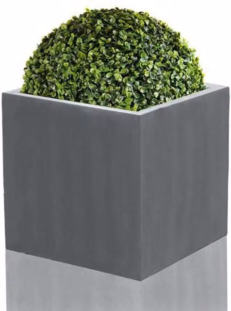 Primrose Polystone Cube Outdoor Planter Tub, Grey