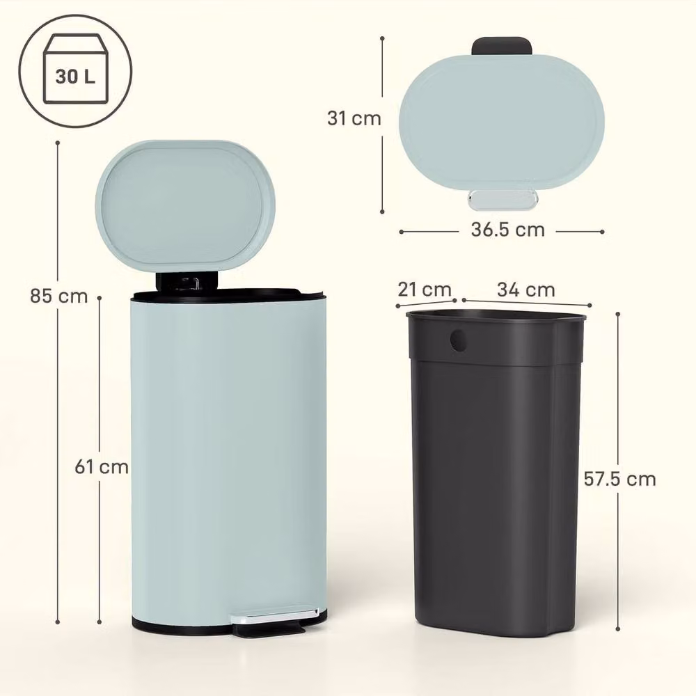 EONLION Slim Rectangular Pedal Bin in Green, W/D/H: 34 x 30 x 100 cm – 2