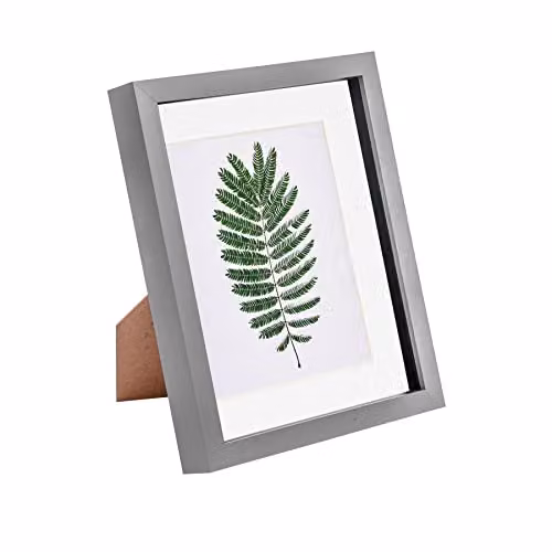 Nicola Spring Modern Rectangular 3D Shadow Box Photo Frame in Grey with Black Mount – 1