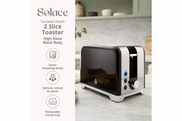 Swan Solace Kettle and Toaster Bundle in Black