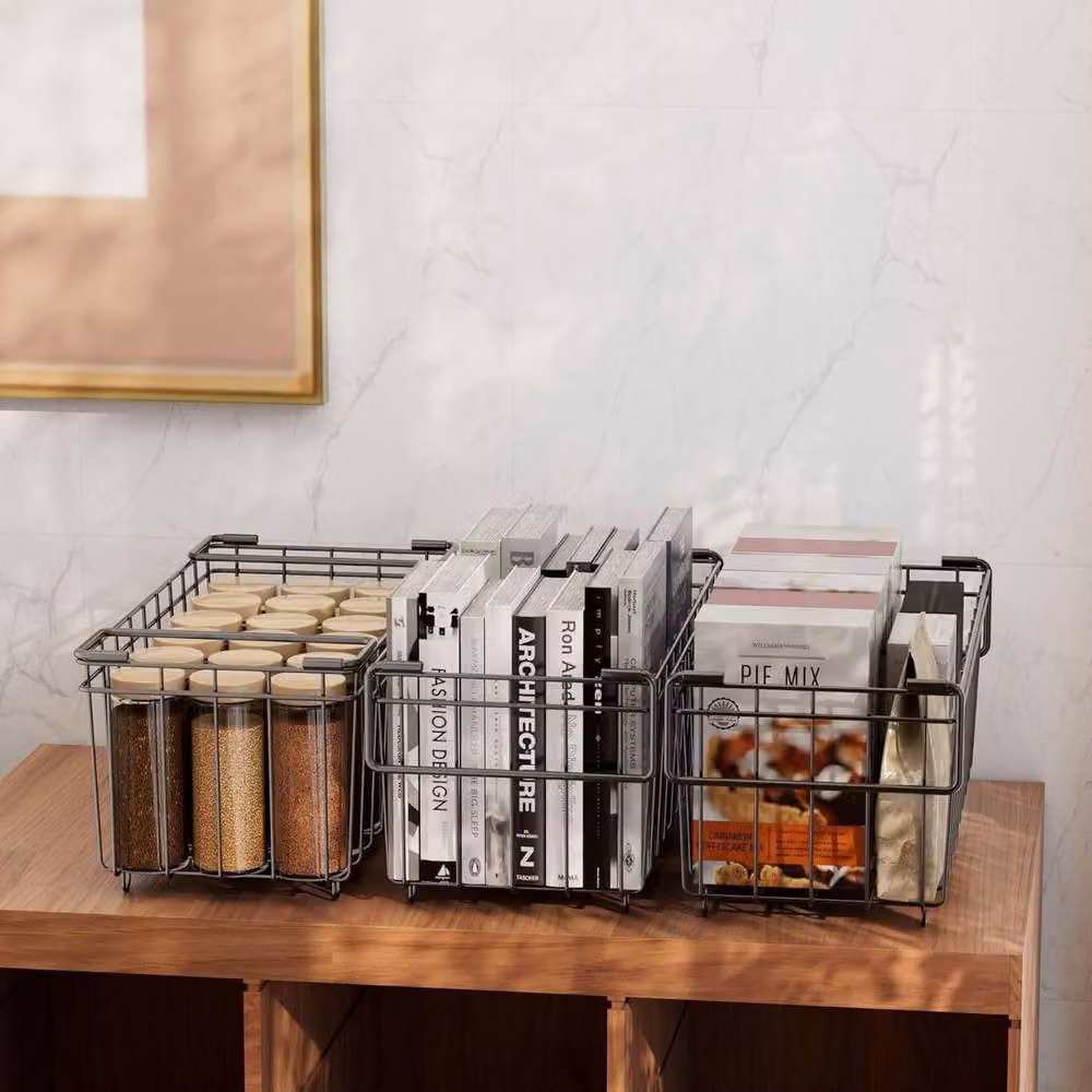 London Boutique 6-Piece Foldable Refrigerator and Chest Freezer Storage Bins with Handles, Black – 5