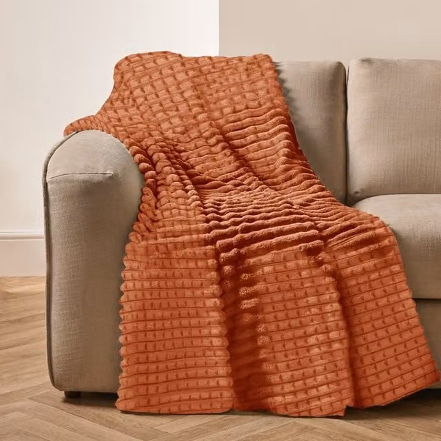 Velosso Thermal Plush Waffle Design Blanket in Terracotta, W/D/H: 200 x 240 cm