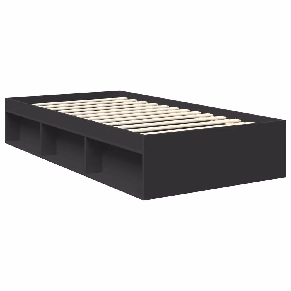 Berkfield Home Modern Bed Frame with Headboard in Black Solid Pine Wood, W/D/H: 100 x 200 cm – 3
