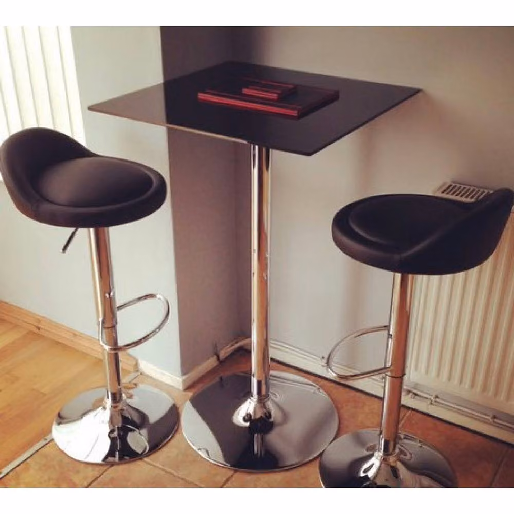 netfurniture Metropolitan Square Poseur Table with Black Glossy Glass Top – 2