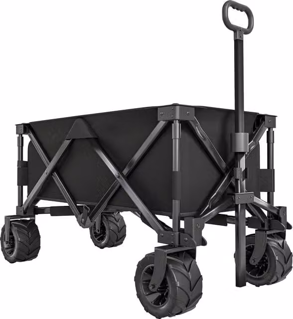 Outsunny Folding Outdoor Utility Wagon Garden Trolley Cart in Black – 1
