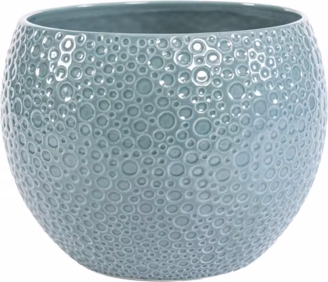 Ornate Collection Petrol Blue Dotted Ceramic Tabletop Round Pot