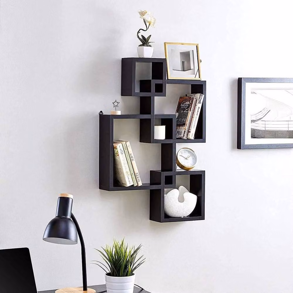 EONLION Grey Modern Wall Mounted Wood Display Storage Shelf, W/D/H: 50 x 50 x 50 cm – 3