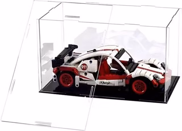 FLAVORA Clear Acrylic Display Case with Black Base, W: 50.0 cm, D: 50.0 cm, H: 50.0 cm