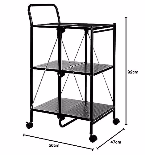 Premier Housewares Black Rectangular Folding Kitchen Trolley with Castors – 6