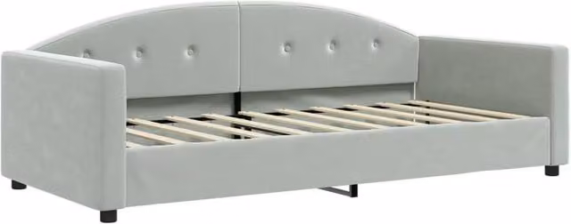Berkfield Home Velvet Day Bed in Light Grey, W/D/H: 190 x 90 x 75 cm