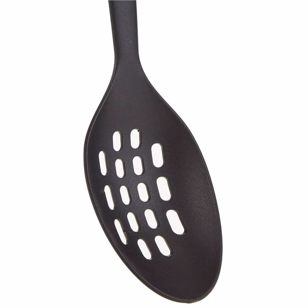 Tefal Comfort Black Plastic Nylon Oval Skimmer Heat Resistant and Non-Scratch Kitchen Tool, Length: 36 cm – 6