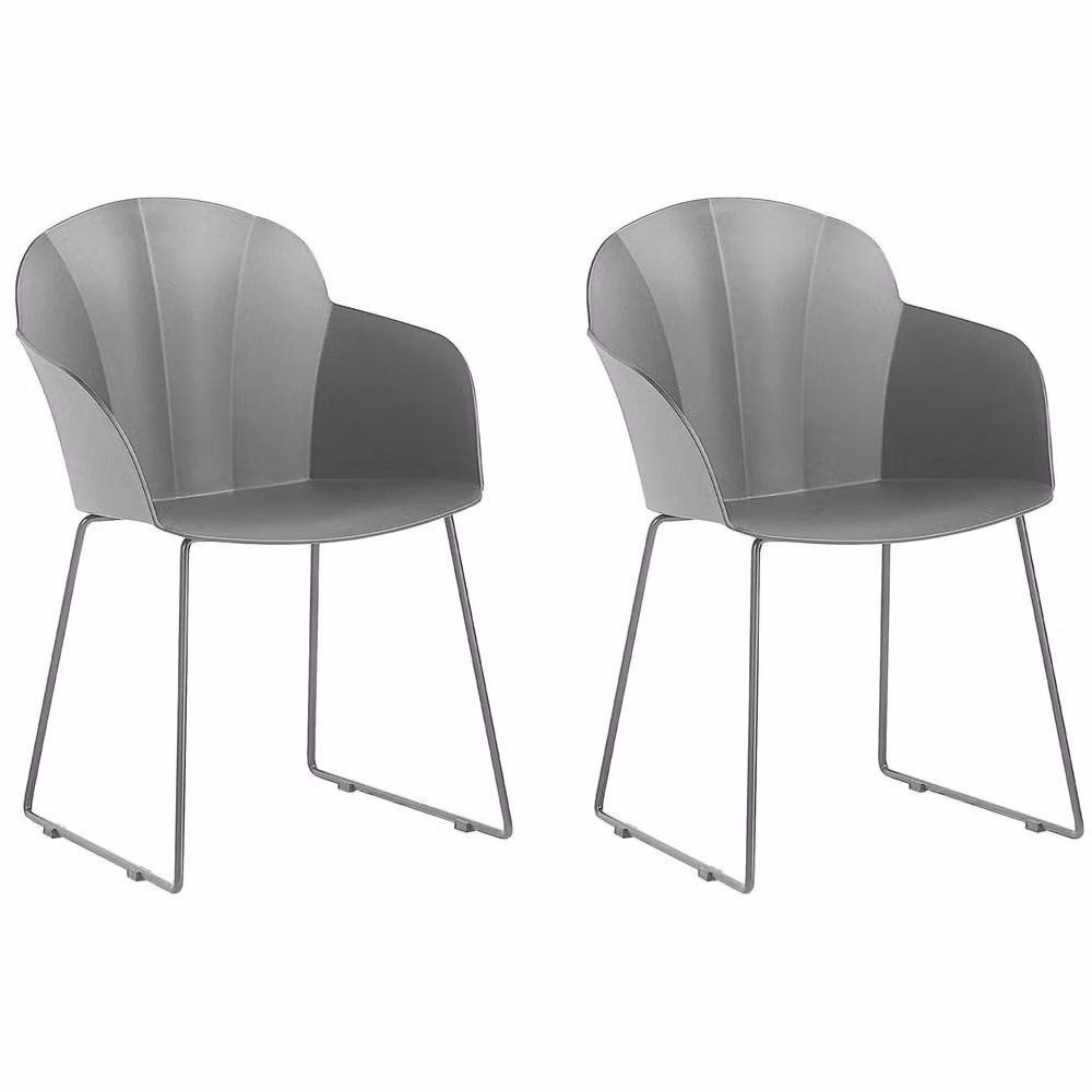 Wyld and Coco Set of 2 Modern Black Dining Chairs with Synthetic Leather Upholstery and Black Powder Coated Metal Frame – 2