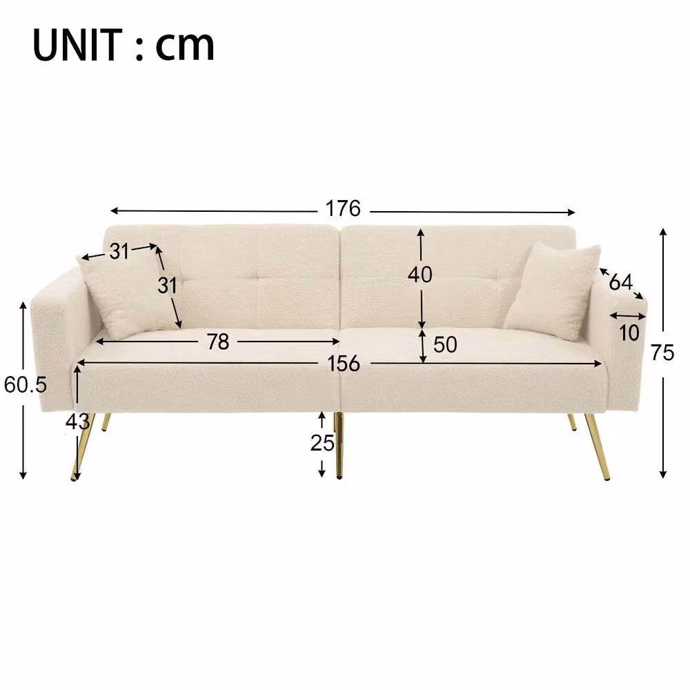 BTM Beige Bouclé Click-Clack Sofa Bed with Solid Wood Frame and Mixed Padding – 2