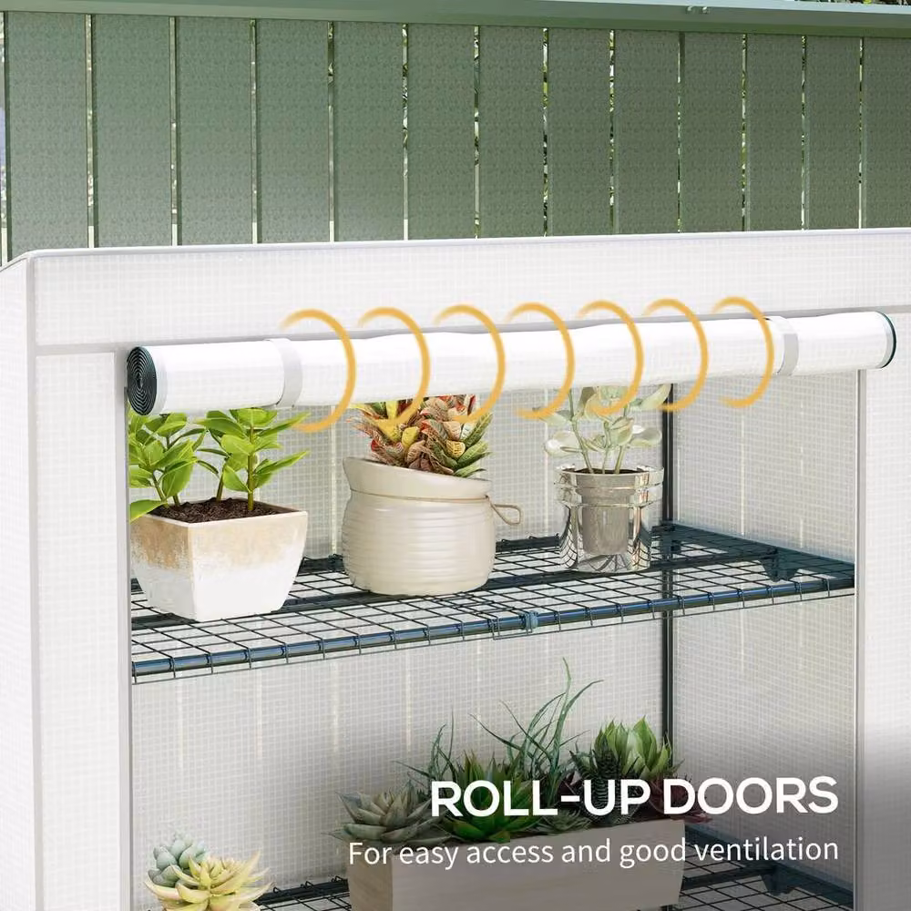Kelvenix 4 Tier White Lean-to Mini Pent Greenhouse – 3