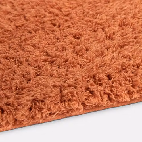 OHS Modern Non-Slip Teddy Shaggy Area Rug in Rust Orange, W: 80 cm, L: 150 cm – 2