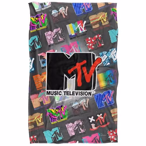 MTV Logos Super Soft Silky Touch Fleece Blanket, Multicolour