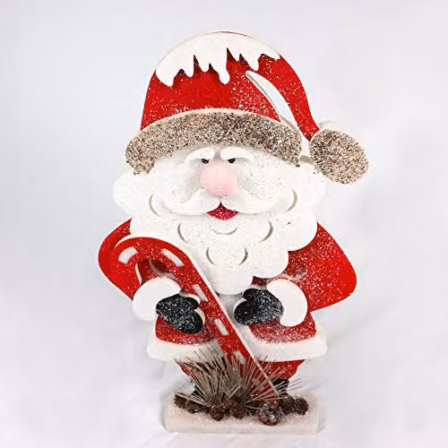 Shatchi Red, White and Silver Glitter Foam Santa Christmas Tabletop Figure, Height: 72 cm – 1