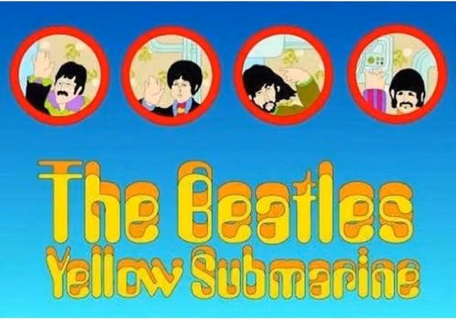 The Beatles Yellow Submarine Porthole Postcard in Blue and Yellow