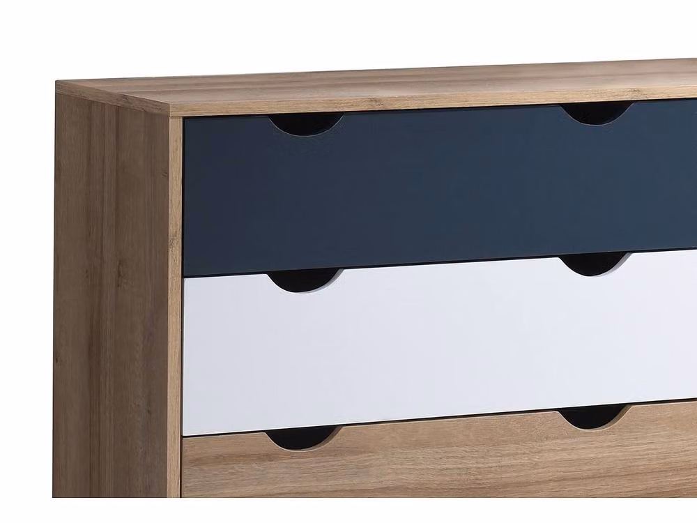LURVIA 6-Drawer Chest in White, Blue and Multicolour, H: 140 cm x W: 76.5 cm x D: 40 cm – 3