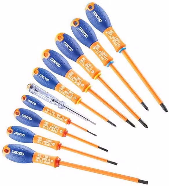 Expert E160912 Insulated Screwdriver Set, 10 Piece, Blue and Orange