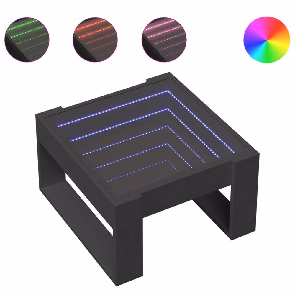 Berkfield Home Infinity LED Decorative Coffee Table, Black, W/D/H: 53 x 53 x 30 cm – 1