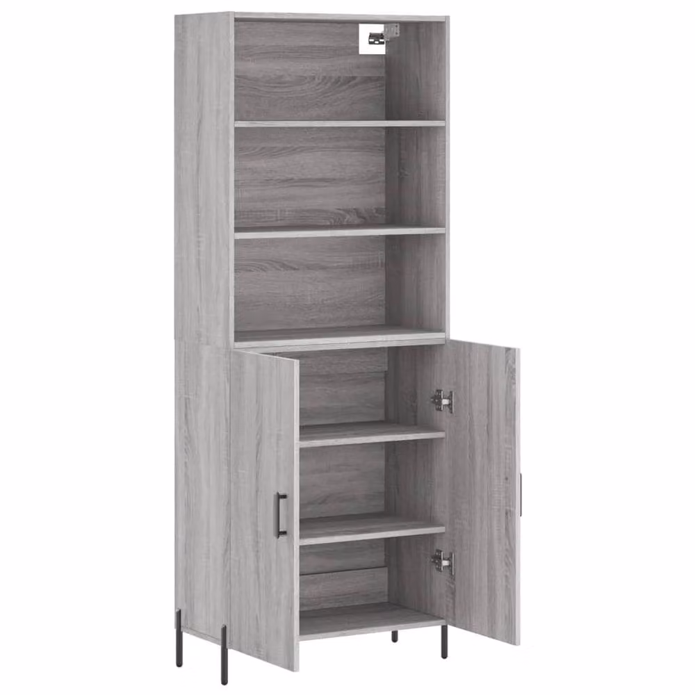 Berkfield Home Grey Sonoma Highboard with Hinged Doors and Internal Shelves, W/D/H: 69.5 x 34 x 180 cm – 3